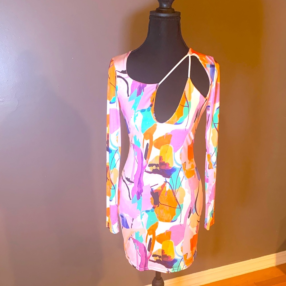 PrettyLittleThing Multicolor Long Sleeve Dress Size 8
